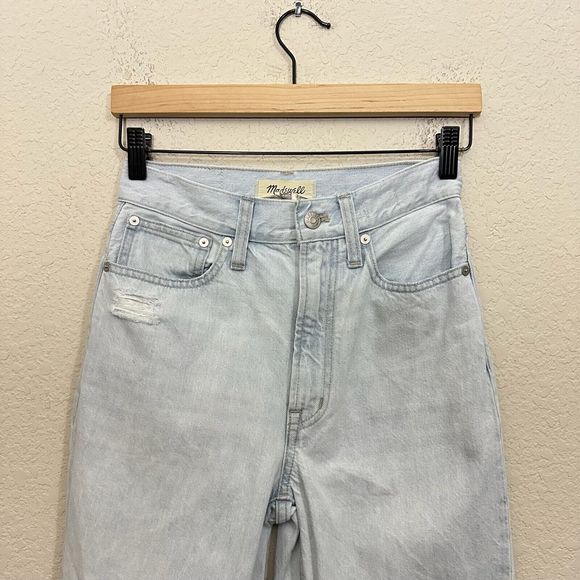 MADEWELL Mid-Rise The Perfect Vintage Straight Jeans Destroyed Blue - Picture 2 of 13